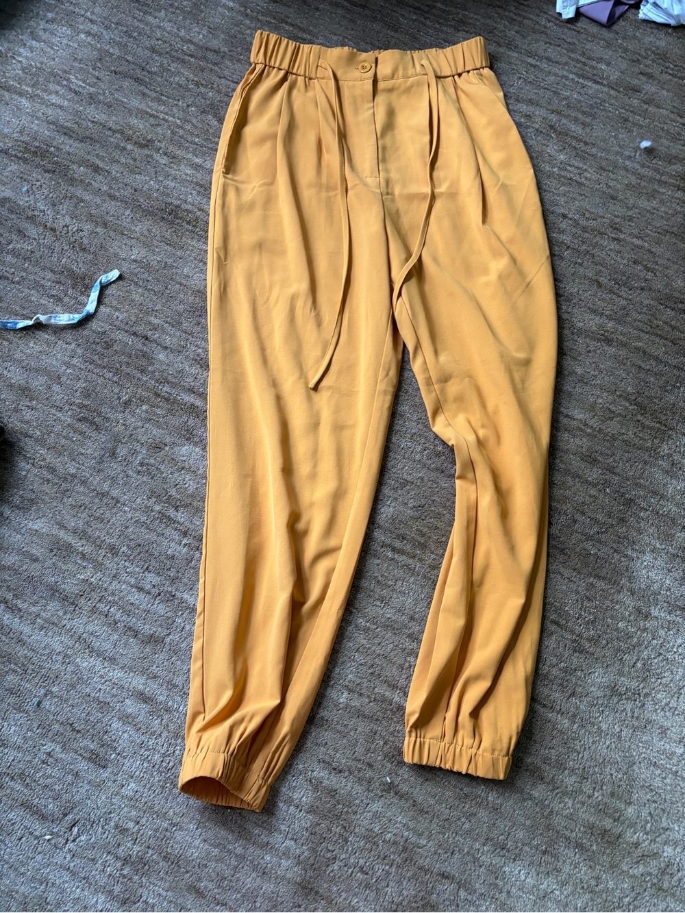 Mustard Drawstring Tapered Pants